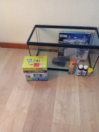 Aquário completo tartarugas/peixes + acessórios