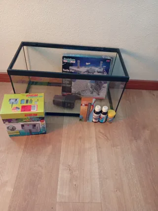 Aquário completo tartarugas/peixes + acessórios