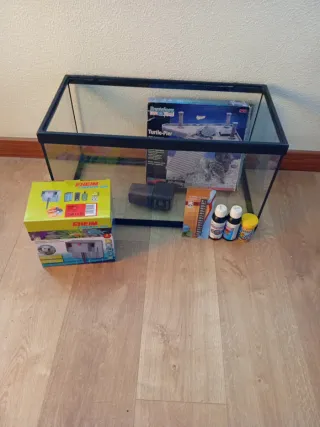 Aquário completo tartarugas/peixes + acessórios