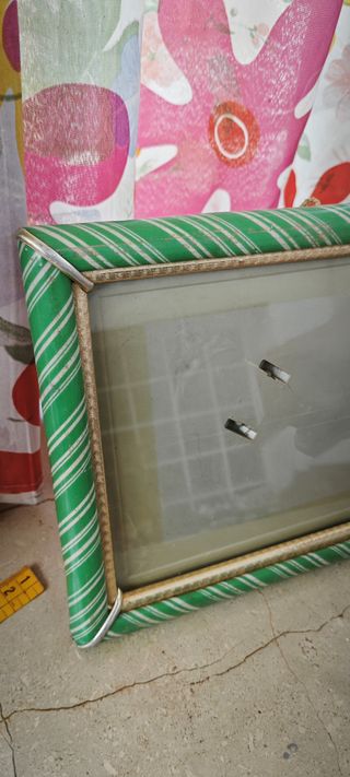 Cornice portafoto vintage righe verdi retró