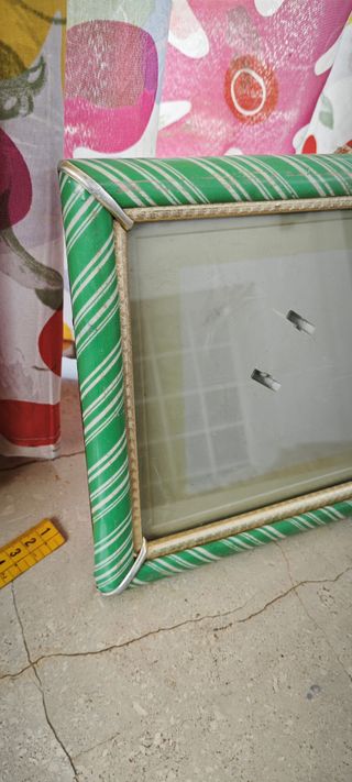 Cornice portafoto vintage righe verdi retró