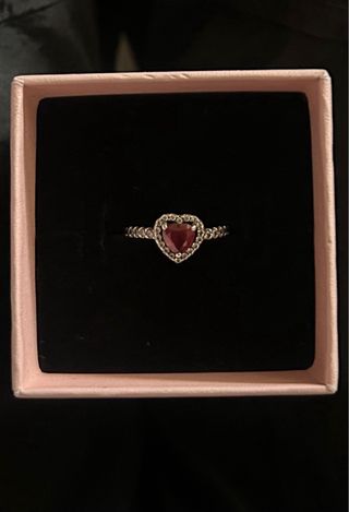 Anillo Pandora Corazón Rosa y Plata