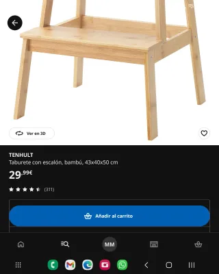 Taburete escalón Ikea Tenhult Bambú