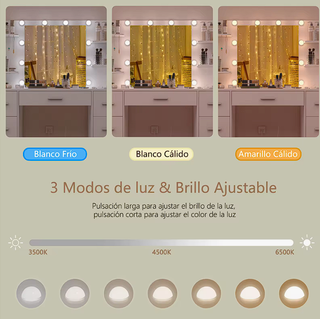 Tocador Grande con Espejo LED y Enchufes