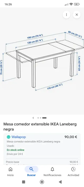 Mesa Comedor Ikea Negra 4 sillas