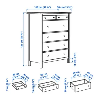Cómoda HEMNES 6 cajones IKEA 108x131 cm