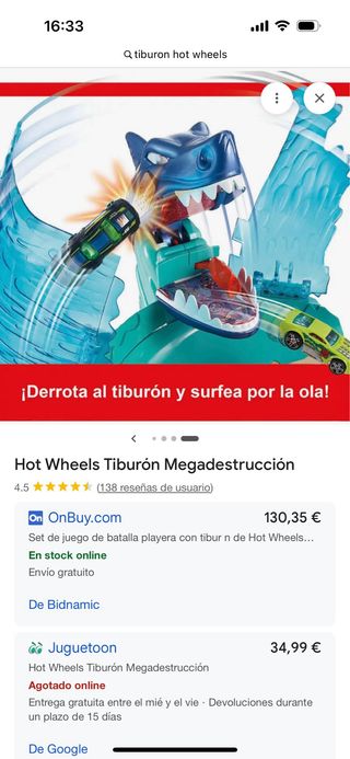 Hot Wheels Juego Tiburón Ataque