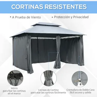 Gazebo Exterior 3x4m Gris