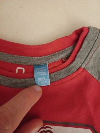 Maglia bimbo manica lunga rossa e grigia