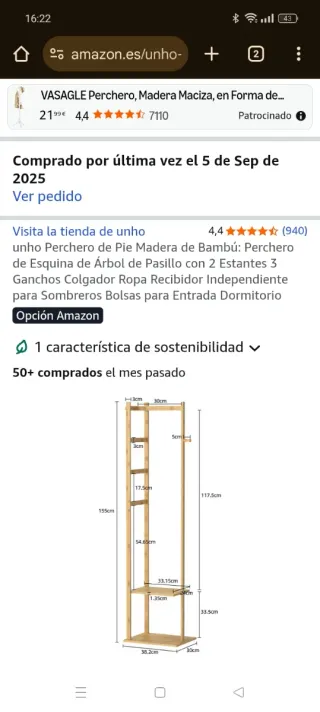 Colgador de madera estrecho