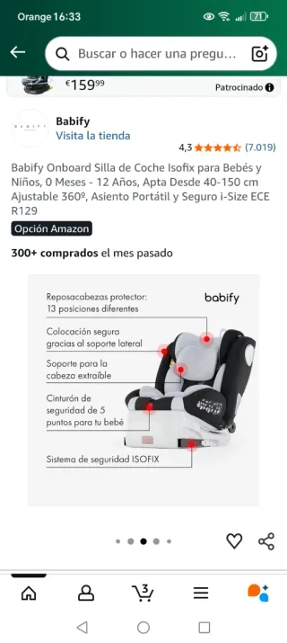 Silla coche bebé 0-12 años Isofix sin estrenar