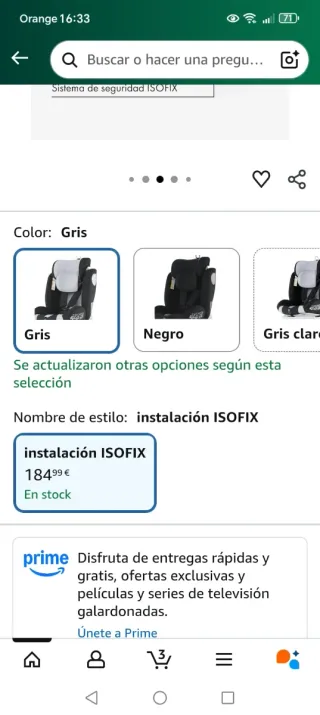Silla coche bebé 0-12 años Isofix sin estrenar