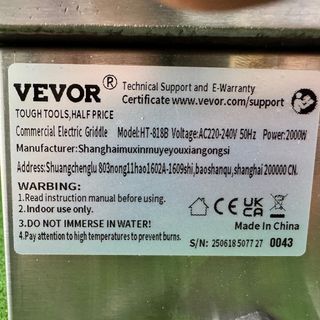 Plancha Eléctrica VEVOR 2000W Inox