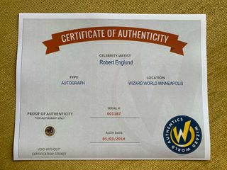 Foto de Freddy Krueger firmada por Robert Englund