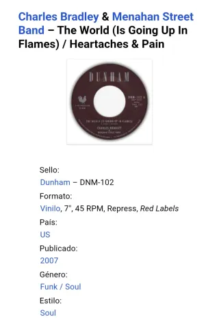 Charles Bradley 45 RPM Vinilos Funk Soul