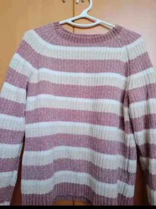 Jersey de rayas beige y rosa