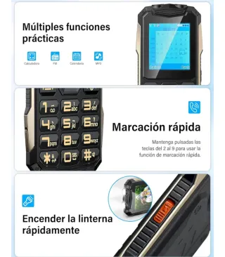 Teléfono Móvil para Mayores - Negro y Dorado