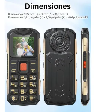 Teléfono Móvil para Mayores - Negro y Dorado