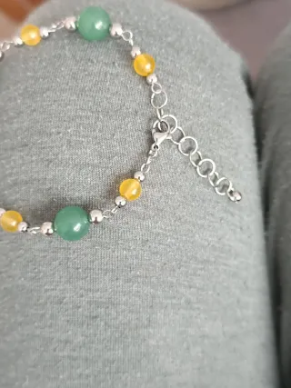 Pulsera piedras naturales verde y amarillo