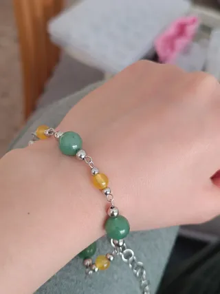 Pulsera piedras naturales verde y amarillo