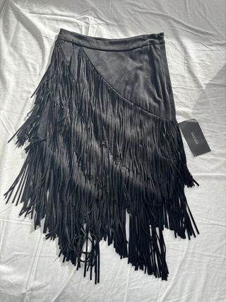 Falda Zara flecos negra talla XS
