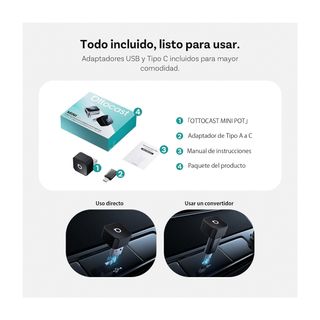 Ottocast Mini Pot Adaptador CarPlay Android Auto