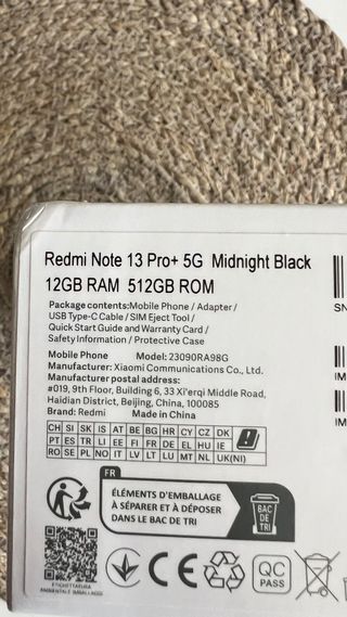 Xiaomi Redmi Note 13 Pro+ 5G 512GB Negro