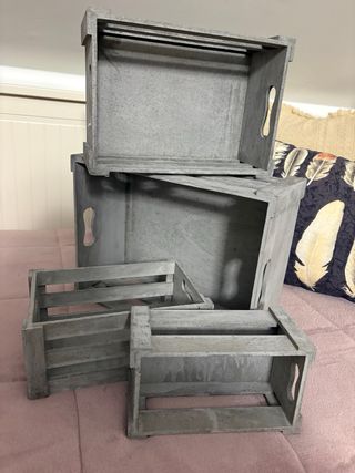 Lote 5 Cajas Madera Decorativas Gris
