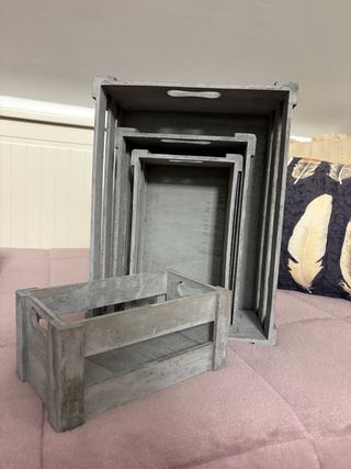 Lote 5 Cajas Madera Decorativas Gris