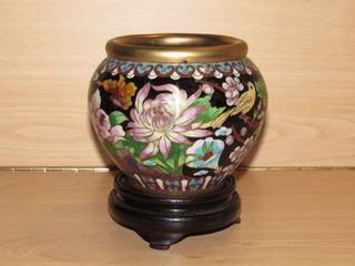 Jardinera macetero chino oriental cloisonné peana