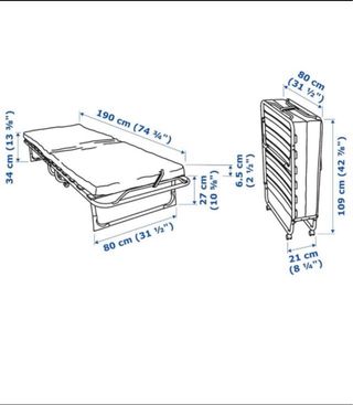 Cama Plegable IKEA Azul y Blanca