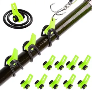 10 Ganchos Keeper Anillo Caña Pesca