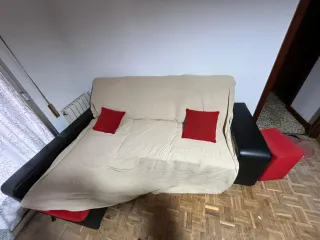 Sofá modular L negro y rojo