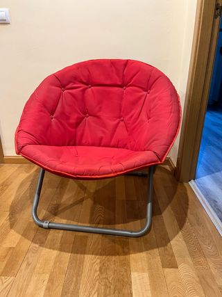 Sillón relax tela y metal rojo