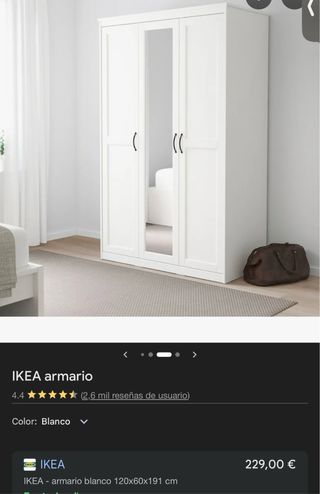 Armario Blanco IKEA 120x60x191 cm