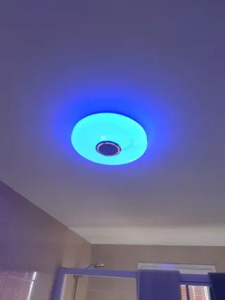 Lámpara Techo LED Bluetooth Plata y Blanca