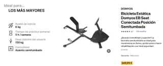 Bicicleta Estática Domyos Seat Conectada semitum