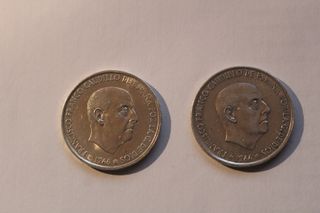 2 Monedas 100 Pesetas Plata Franco 1946