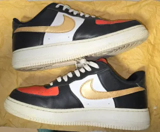 Nike Air Force 1 Scarpe Uomo Nero Oro Arancio