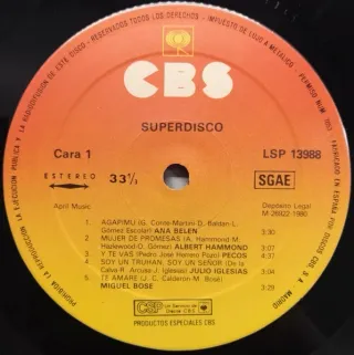 Various Super Disco LP 12" 33 RPM 1980 CBS