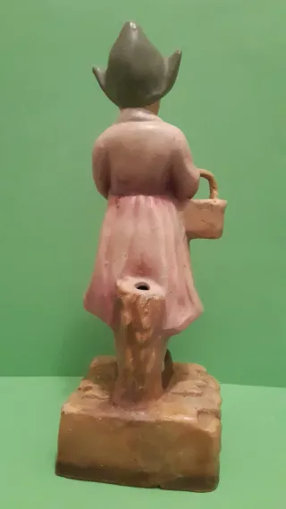 Figura Antigua Niña Holandesa Cesta