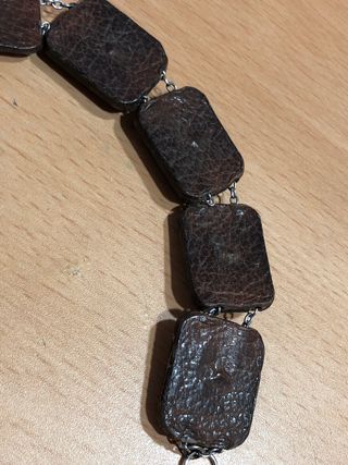 Pulsera motivos hípicos cuero y plata