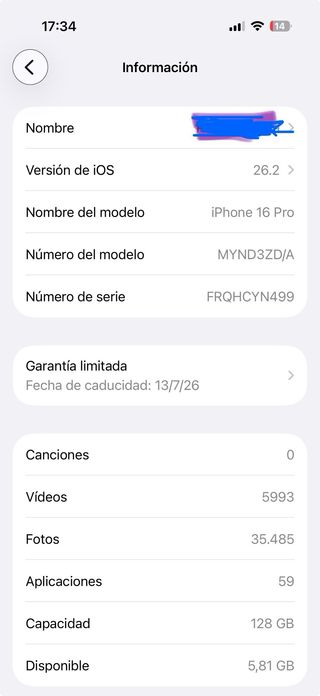 iPhone 16 Pro 128GB Negro