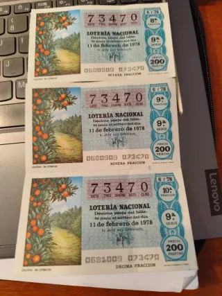 Lotería Nacional 1978 - 3 Décimos