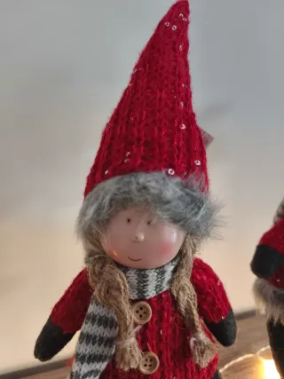 Pareja Muñecos Navidad Rojo y Gris