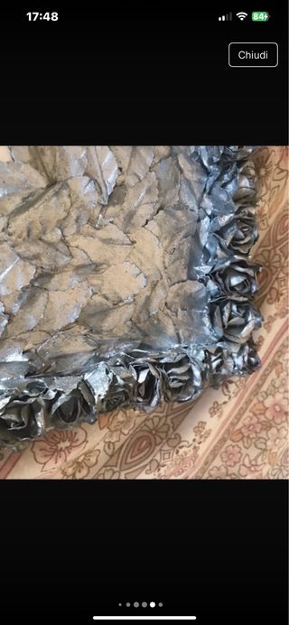 Specchio decorato a mano grigio