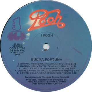 Pooh Buona Fortuna LP 12'' 33 RPM 1981