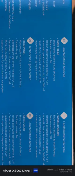 Panel Solar Nivian 3W para Cámaras