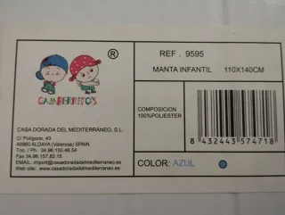 Manta cuna Gamberritos azul