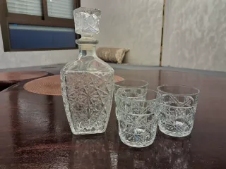 Juego Decantador Whisky y Vasos Cristal